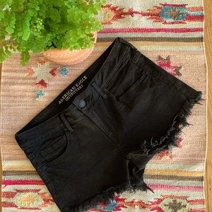 American Eagle Black Denim High Rise Shorts